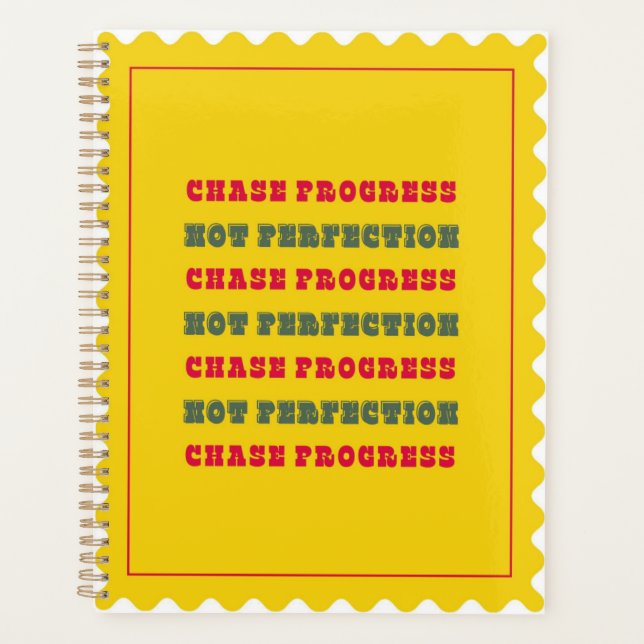 Yellow Red Chase Progress, Not Perfection Planner (Front)