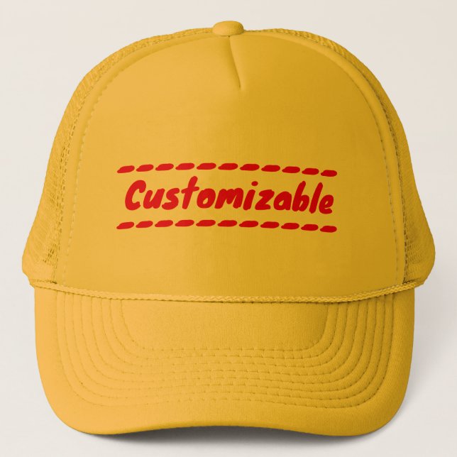 Yellow & Red Customisable Trucker Hat (Front)