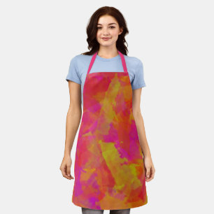 Yellow-Red Damask Apron