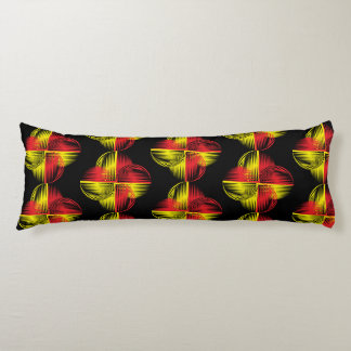 yellow red demicircle game on black body cushion