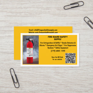 Yellow Red Fire Extinguisher Fire Safety   Business Card