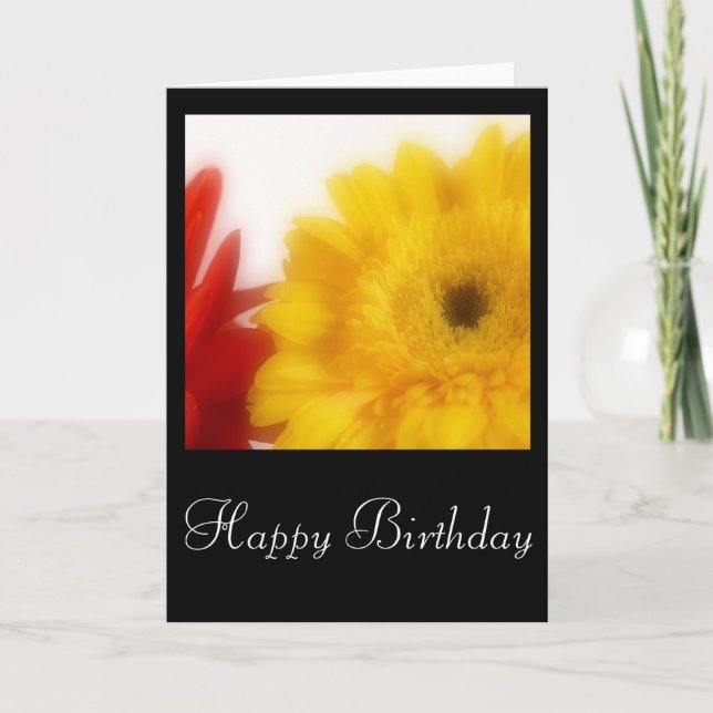 Yellow/Red Flowers Happy Birthday Card Design 1 (Front)