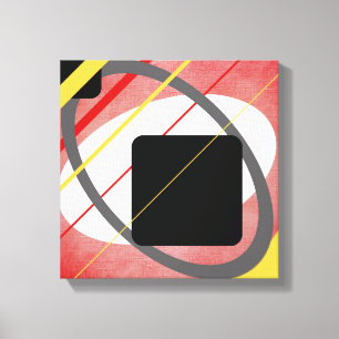 Yellow & Red Geometric Design Wrapped Canvas