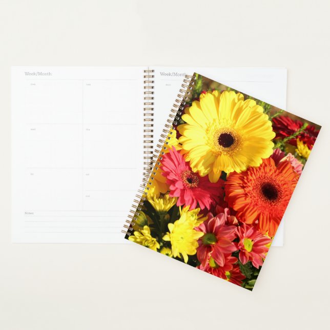 Yellow Red Gerbera Chrysanthemum Flowers Planner (Display)
