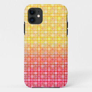 Yellow Red gradient plaid pattern iPhone 11 Case