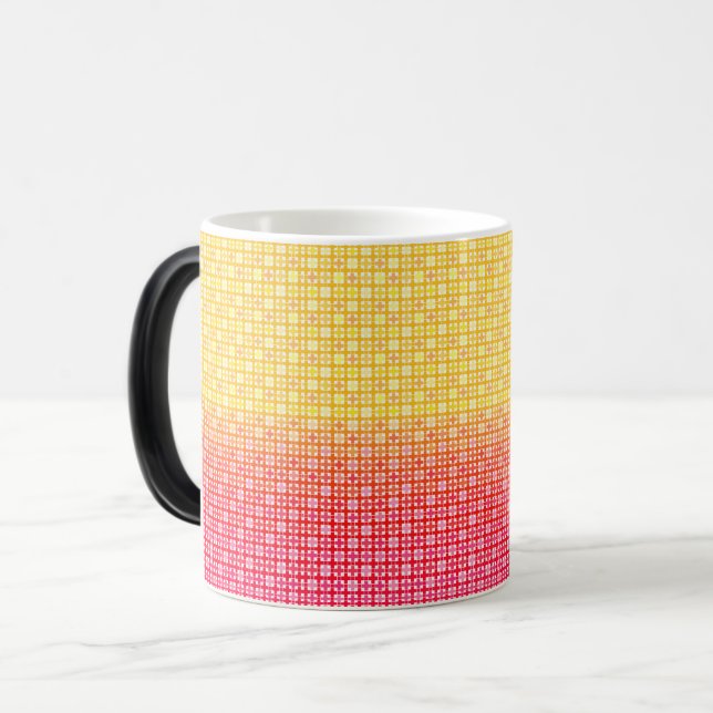 Yellow Red gradient plaid pattern Magic Mug (Front Left)