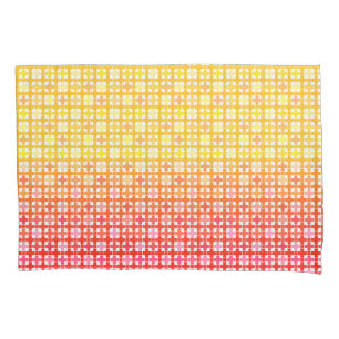 Yellow Red gradient plaid pattern  Pillowcase