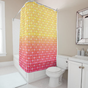 Yellow Red gradient plaid pattern  Shower Curtain