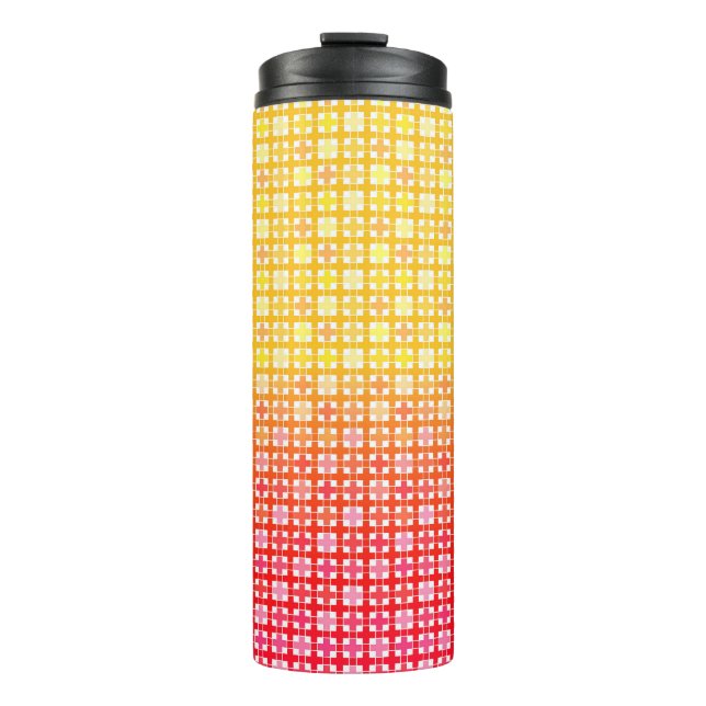 Yellow Red gradient plaid pattern  Thermal Tumbler (Front)