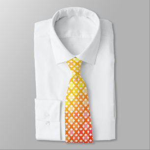 Yellow Red gradient plaid pattern  Tie
