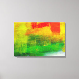 Yellow Red Green Abstract Painting Canvas Print