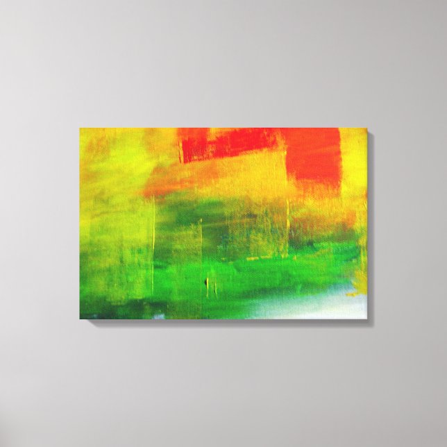 Yellow Red Green Abstract Painting Canvas Print (Front)