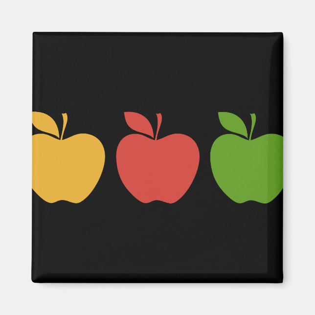 Yellow Red Green Apple Magnet (Front)