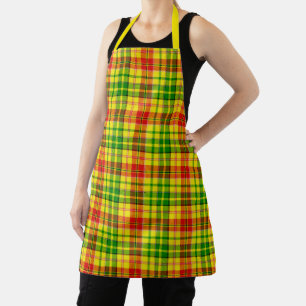 Yellow Red Green Plaid Tartan Design  Apron