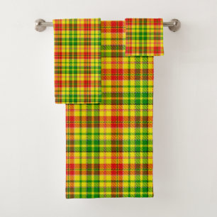Yellow Red Green Plaid Tartan Design Bath Towel Set