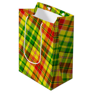 Yellow Red Green Plaid Tartan Design Medium Gift Bag