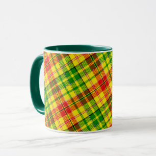 Yellow Red Green Plaid Tartan Design  Mug