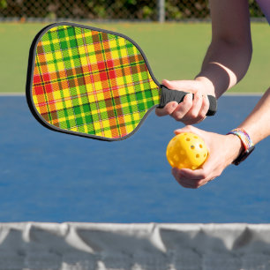 Yellow Red Green Plaid Tartan Design  Pickleball Paddle