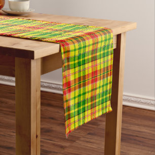 Yellow Red Green Plaid Tartan Design Short Table Runner