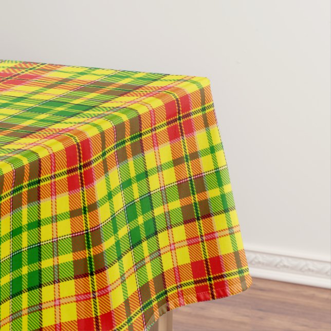 Yellow Red Green Plaid Tartan Design  Tablecloth (In Situ)