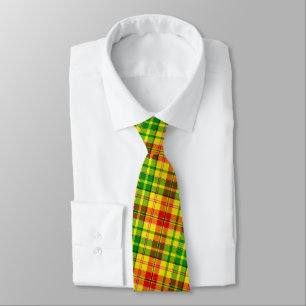 Yellow Red Green Plaid Tartan Design Tie