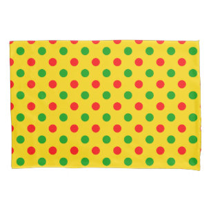 Yellow Red Green Polka Dots Design Pillowcase