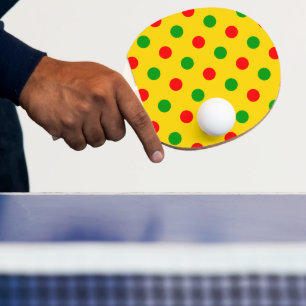 Yellow Red Green Polka Dots Design Ping Pong Paddle