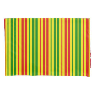 Yellow Red Green Stripes Pattern Pillowcase