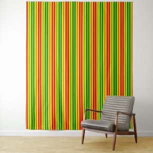 Yellow Red Green Stripes Pattern Tapestry