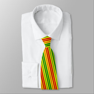 Yellow Red Green Stripes Pattern Tie