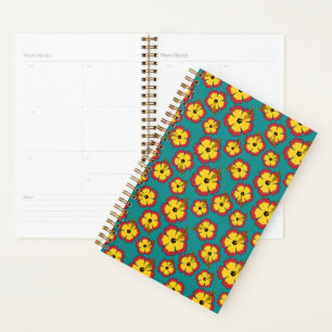 Yellow Red Hibiscus Tropical Flowers Pattern Planner