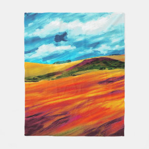 Yellow Red Hills Fleece Blanket