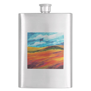 Yellow Red Hills Hip Flask