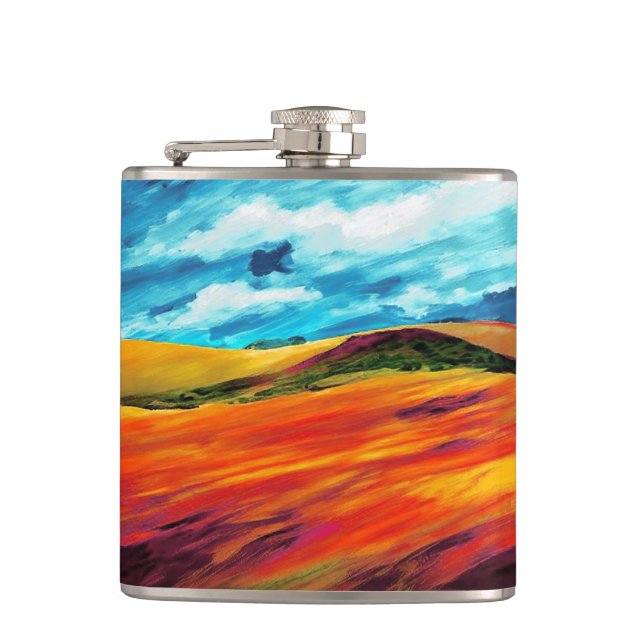 Yellow Red Hills Hip Flask (Front)