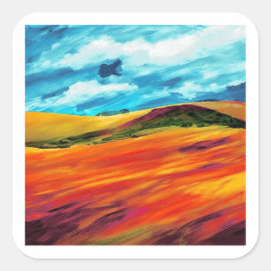 Yellow Red Hills Square Sticker