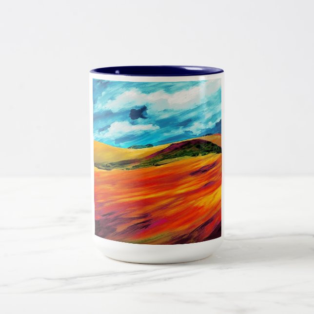 Yellow Red Hills Two-Tone Coffee Mug (Center)
