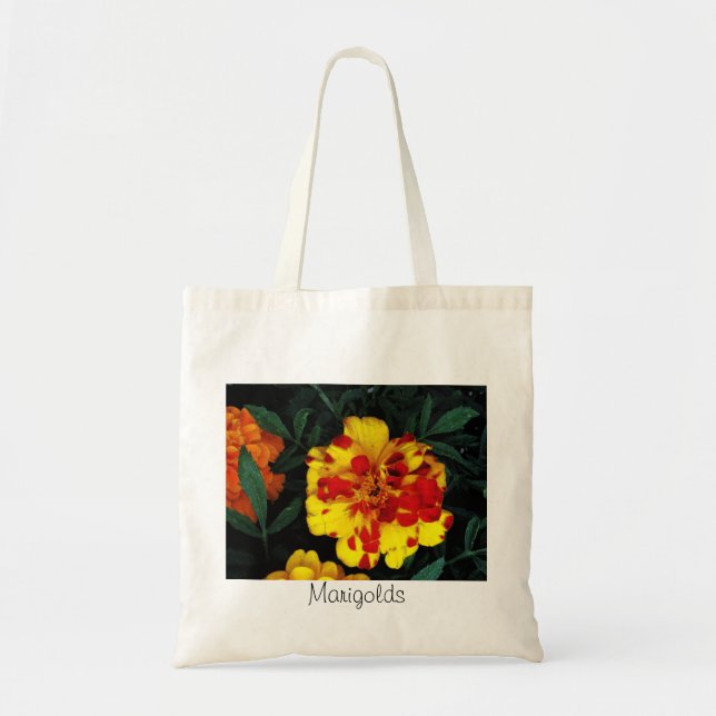 Yellow Red Marigolds Canvas Tote (Front)