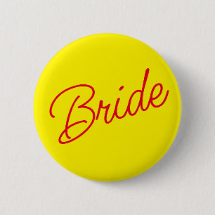 Yellow Red Minimal Bride Button