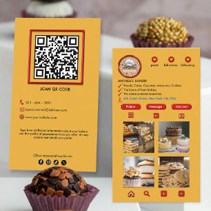 Yellow & Red Modern Bakery Instagram Professional  Business Card