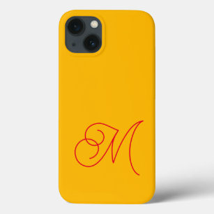 Yellow Red Monogrammed Classical Script Plain Case-Mate iPhone Case