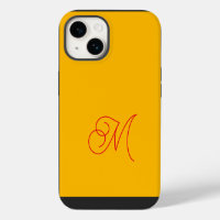 Yellow Red Monogrammed Classical Script Plain