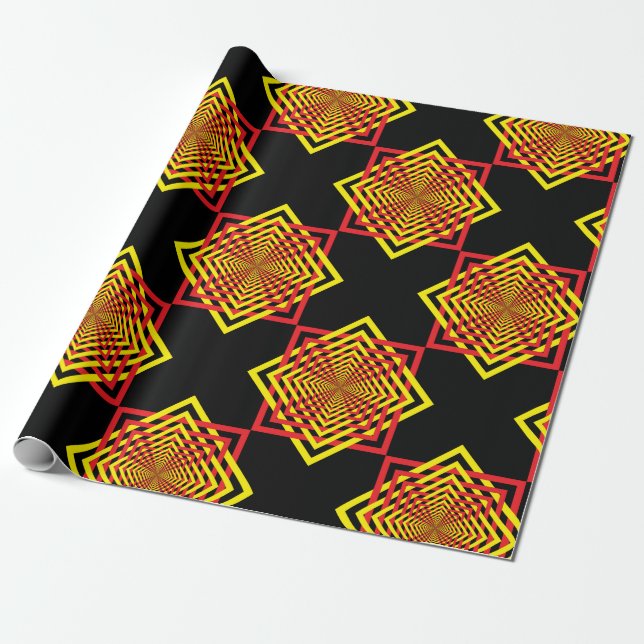 yellow red on black diamonds wrapping paper (Unrolled)