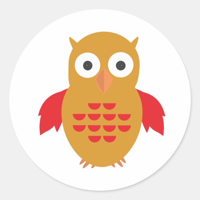 Yellow & Red Owl   Classic Round Sticker (Front)