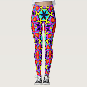 Yellow Red Patterned Leggings