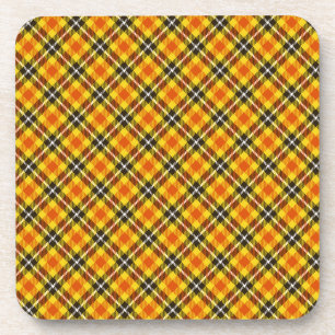Yellow Red Plaid Texture Pattern-57577 Coaster