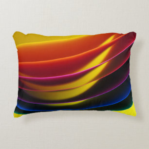 Yellow, red, purple, blue, and green layer paper decorative cushion