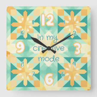 yellow & red quilting-styled wall clock