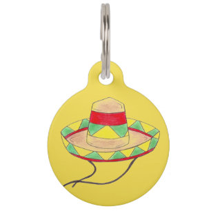Yellow Red Sombrero Cinco de Mayo Mexican Fiesta Pet Tag