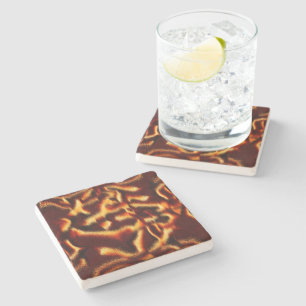 Yellow red stains looks flawed spray or ink vents stone coaster