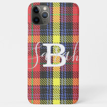 Yellow & Red Tartan Chequered Monogram Name